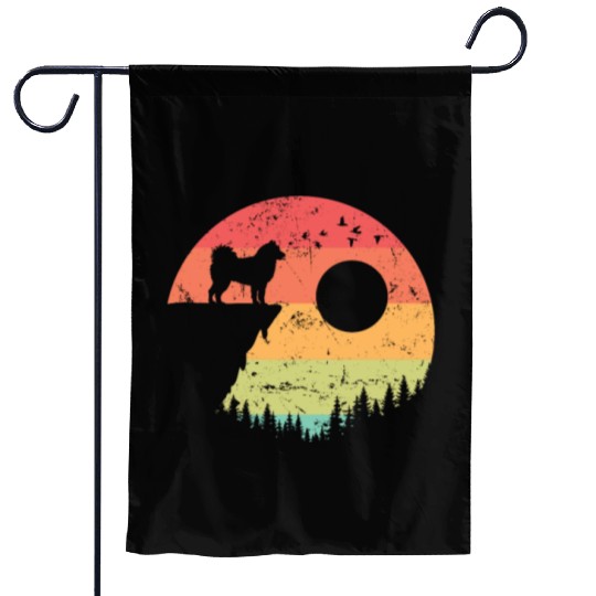 Alaskan Malamute at Sunrise in the Forest Garden Flags