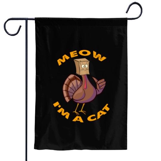 Thanksgiving Funny Turkey Fake Cat Retro Women Men Garden Flags