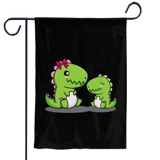 Big sister dino t-rex dinosaur sibling baby girls Garden Flags