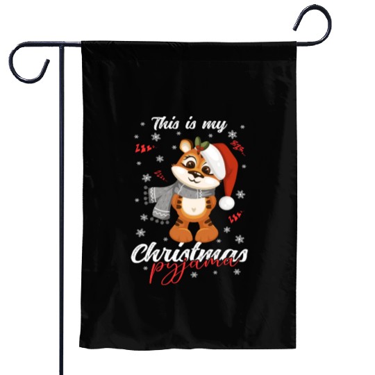 Winter Christmas Pyjama Tiger Garden Flags