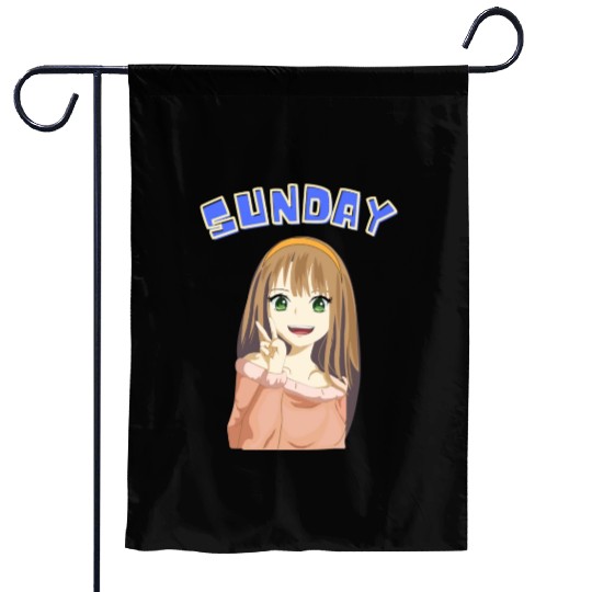 Cute Anime Girl Peace Sunday Days of the Week Garden Flags