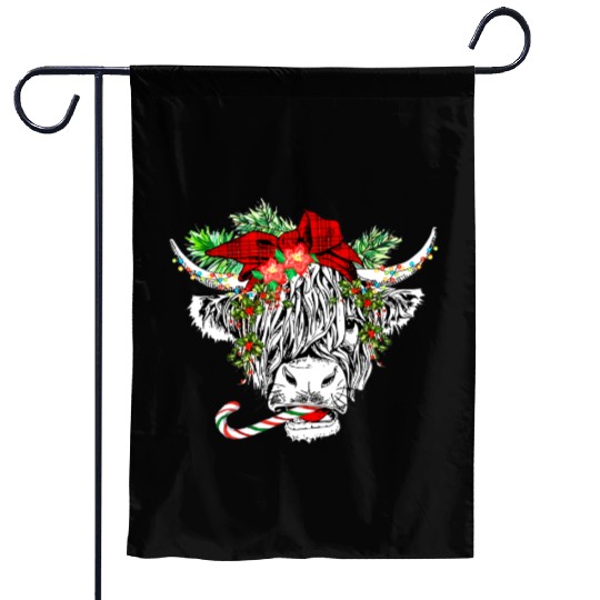 Christmas Highland Cow Merry Christmas Garden Flags