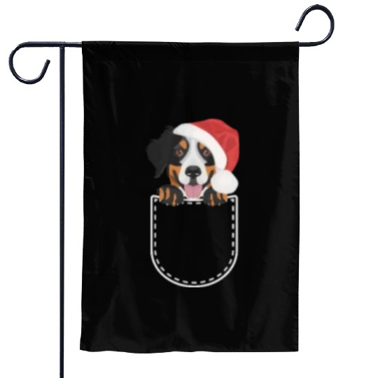 Bernese Mountain Dog Merry Christmas Garden Flags