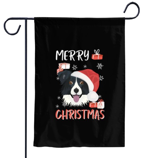 Border Collie Merry Christmas Garden Flags