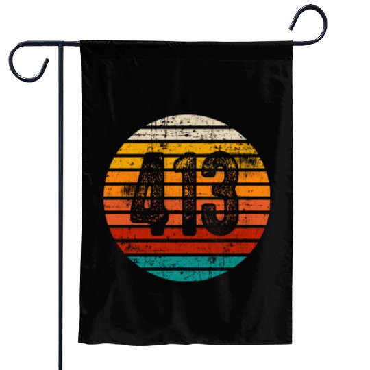 Distressed Vintage Sunset 413 Area Code Garden Flags