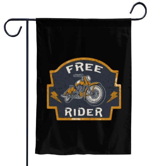 Free Rider Motorcycle Biker Vintage Garden Flags