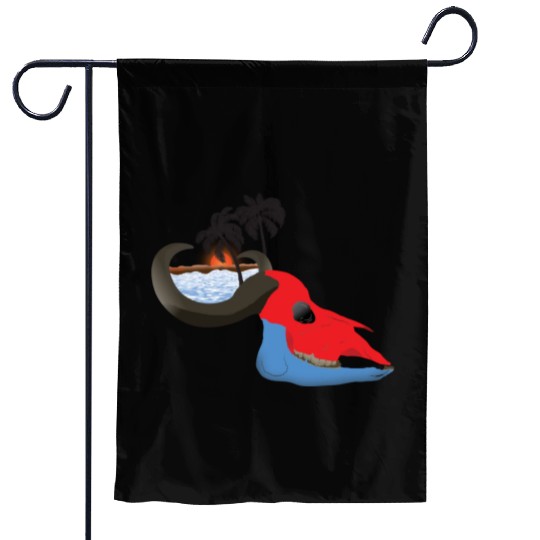 buffalo skull colorful Garden Flags