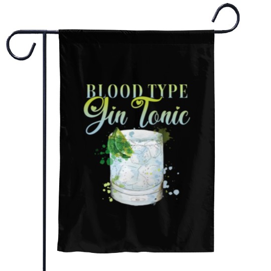 Blood Type Gin Tonic Cocktail for Bartender Garden Flags