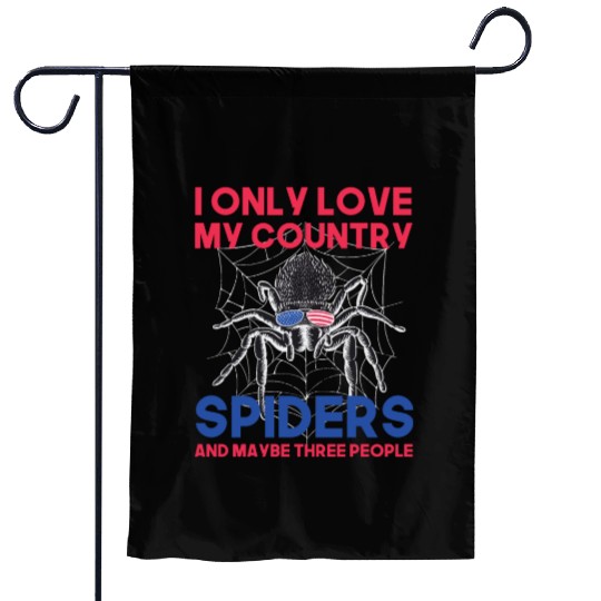 I love america and spiders and maybe three people Garden Flags
