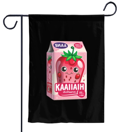 Strawberry Milk Kawaii Garden Flags