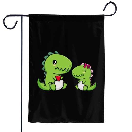 Big sister brother dino siblings boy girl heart Garden Flags