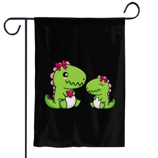Big sister brother dino siblings boy girl heart Garden Flags