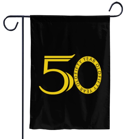 Fifty Year Old Fart Logo Design gold Garden Flags
