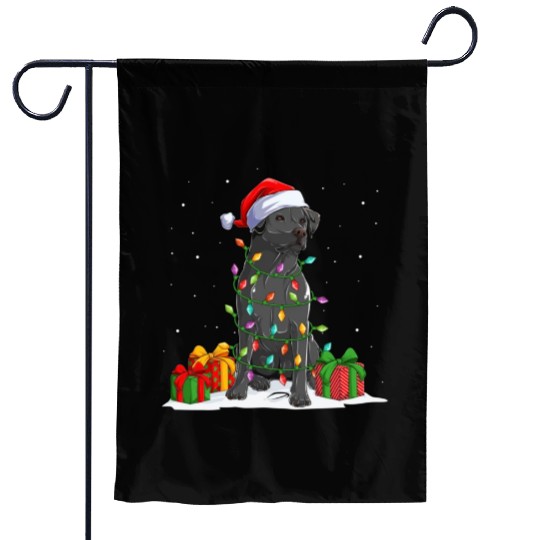 Black Lab Labrador Christmas Lights Pajama Dog Garden Flags