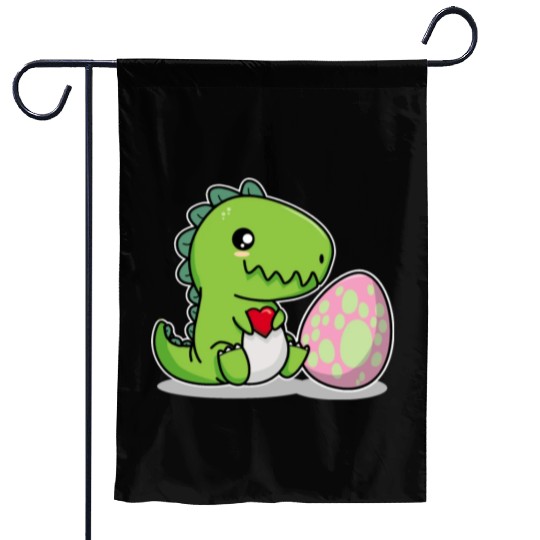 Big sister cute dino siblings boy girl heart love Garden Flags