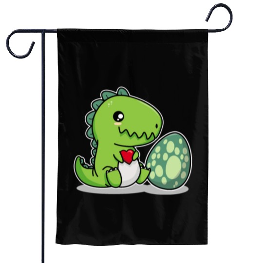 Big sister cute dino siblings boy girl heart love Garden Flags