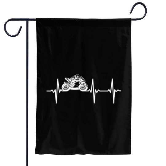 Race Motorcycle Heartbeat Motorbike Racing Motorcy Garden Flags