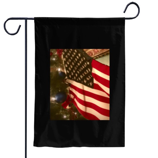 Patriotic Christmas US Flag And Christmas Tree Garden Flags
