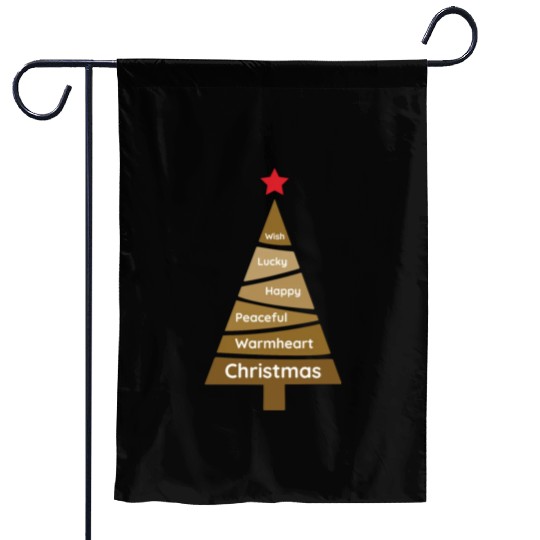 Minimalist Copper Brown Christmas Pine Garden Flags