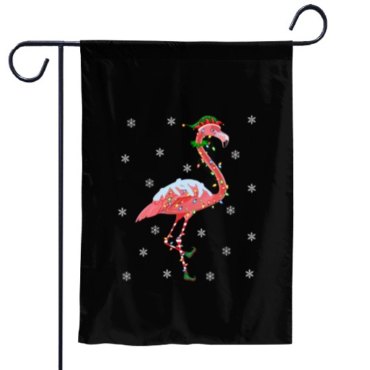 Flamingo Lover Xmas Gift Santa Hat Elf Flamingo Garden Flags