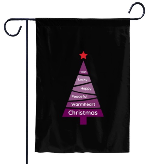 Minimalist Dark Orchid Purple Christmas Pine Garden Flags
