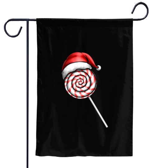Candy Cane Lollipop Santas Hat Merry Christmas Garden Flags