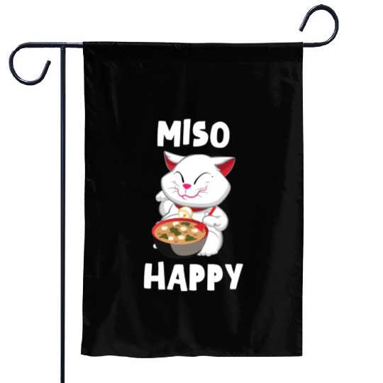 Miso Happy Funny Japanese Cat Miso Garden Flags