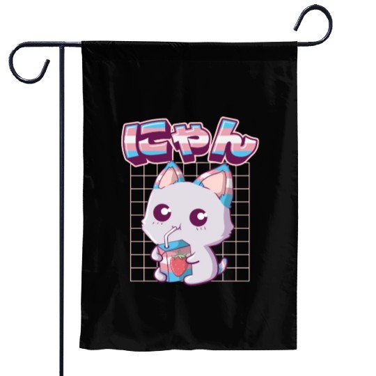 Transgender Pride Kawaii Cat Strawberry Milk Trans Garden Flags