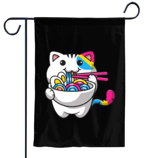 Pansexual Pride Kawaii Cat Ramen Noodles Pansexual Garden Flags
