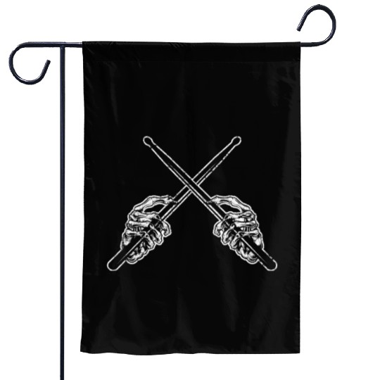 Drummer Drum Sticks Rock & Roll Skeleton Horns Per Garden Flags