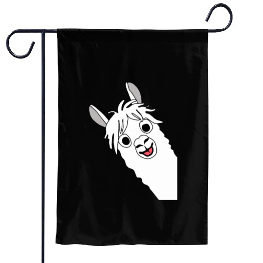 Laughing alpaca comic lama in white with big eyes Garden Flags