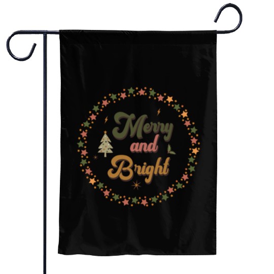Merry And Bright Groovy Christmas Garden Flags
