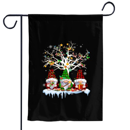 Gnomes Merry Christmas Light Family Gnome Xmas Garden Flags