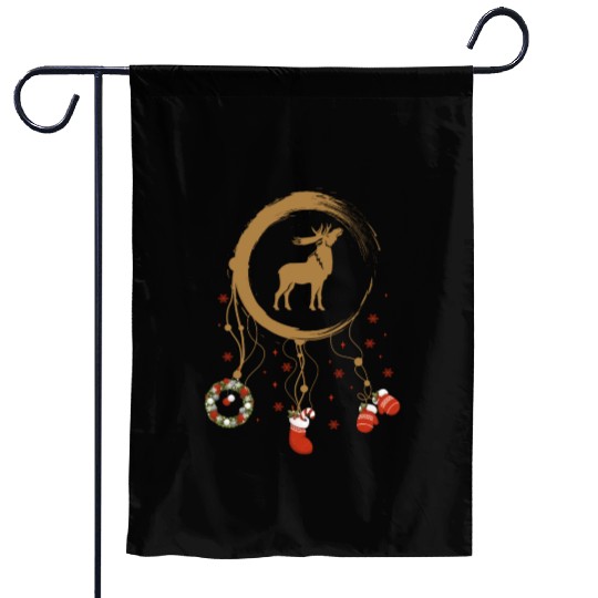 Winter dreamcatcher Christmas Moose Garden Flags
