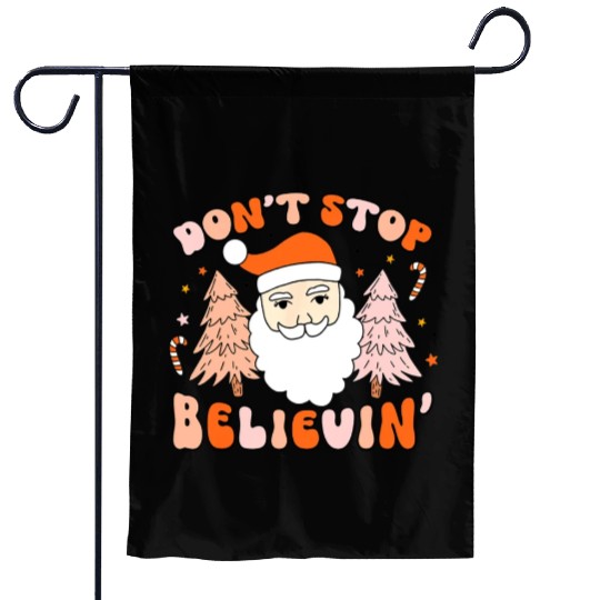 Retro Groovy Don't Stop Believin' Christmas Cute Garden Flags