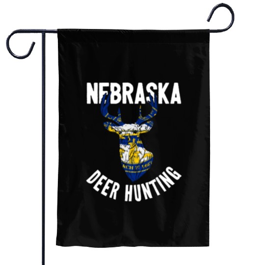 Nebraska Deer Hunting Buck Stag Hunter Garden Flags