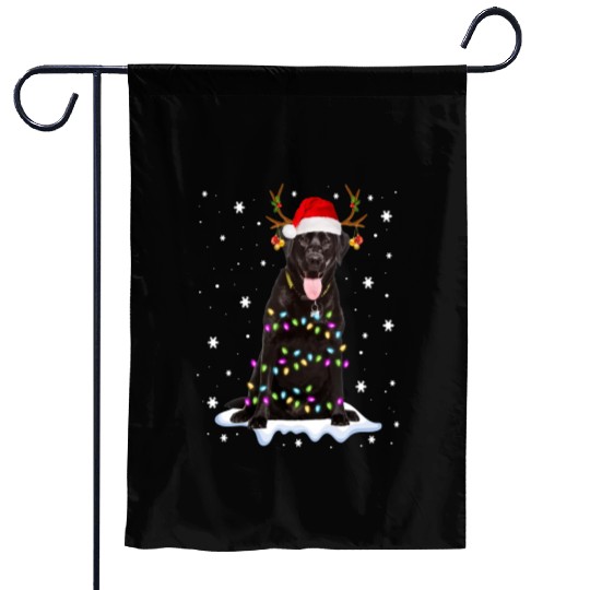Black Lab Labrador Christmas Tree Light Pajama Dog Garden Flags