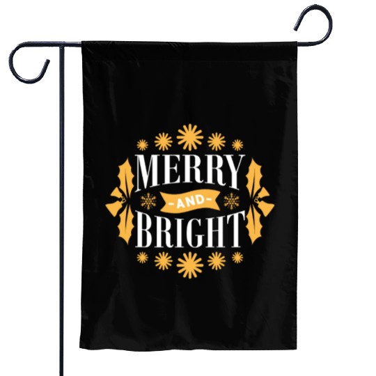 Merry And Bright Snowflakes Mistletoe Xmas Holiday Garden Flags