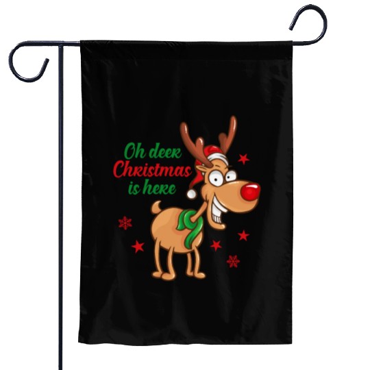 Reindeer Rudolph deer Christmas Is Here Garden Flags