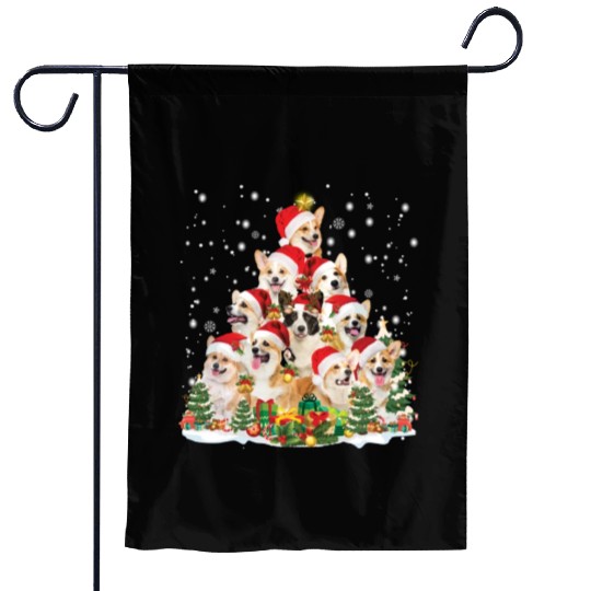 Corgi Christmas Tree Santa Hat Dog Lover Garden Flags