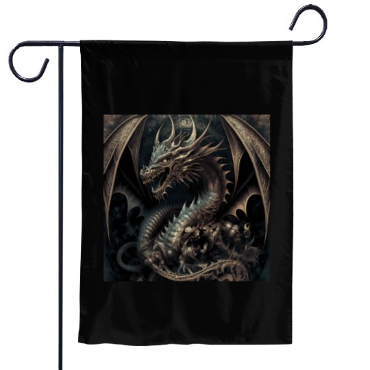 Dark fantasy dragon cover version 1 Garden Flags