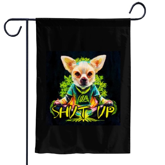 dog relaxion, buddhist chihuahua Garden Flags
