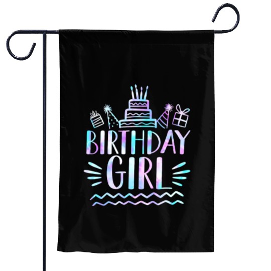 Birthday Girl Pastel Colorful Garden Flags