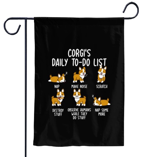 Corgi Daily To Do List Garden Flags