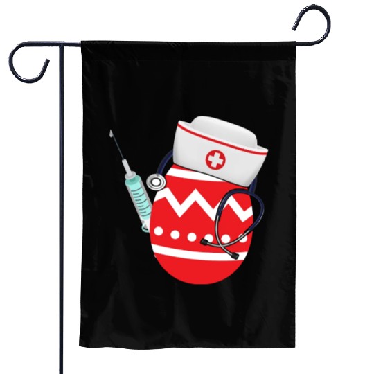 Funny Easter Egg Nurse Stethoscope Syringe RN Garden Flags