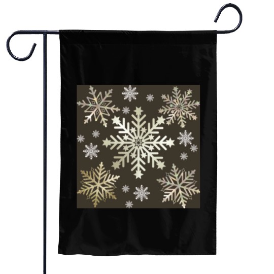 Beige Snowflakes Christmas Pattern Garden Flags