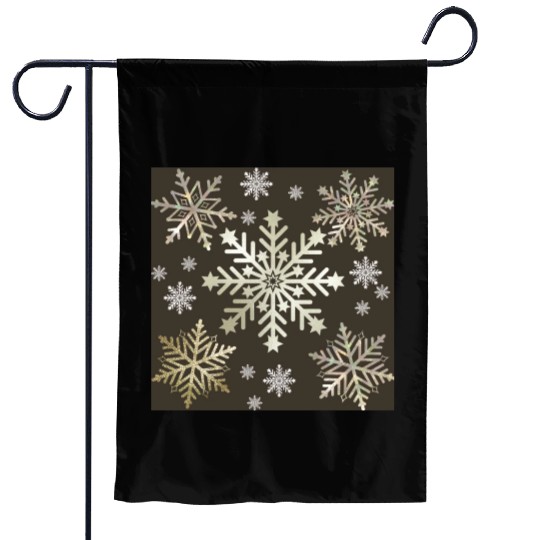 Beige Snowflakes Christmas Pattern Garden Flags