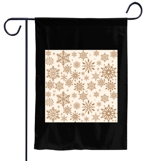 Beige Snowflakes Christmas Pattern Garden Flags