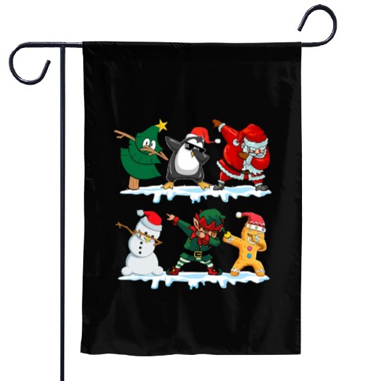 Dabbing Santa Elf Friends Funny Christmas Dabs Garden Flags