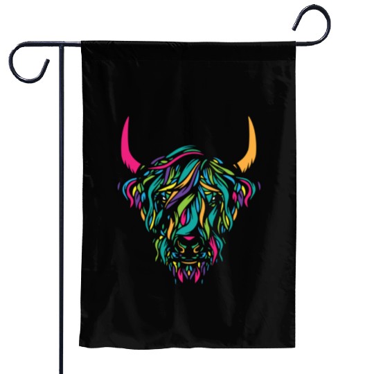 Funny Cow highland cow animal colorful Garden Flags